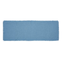 Burlap Blue Table Runner Fringed 12
