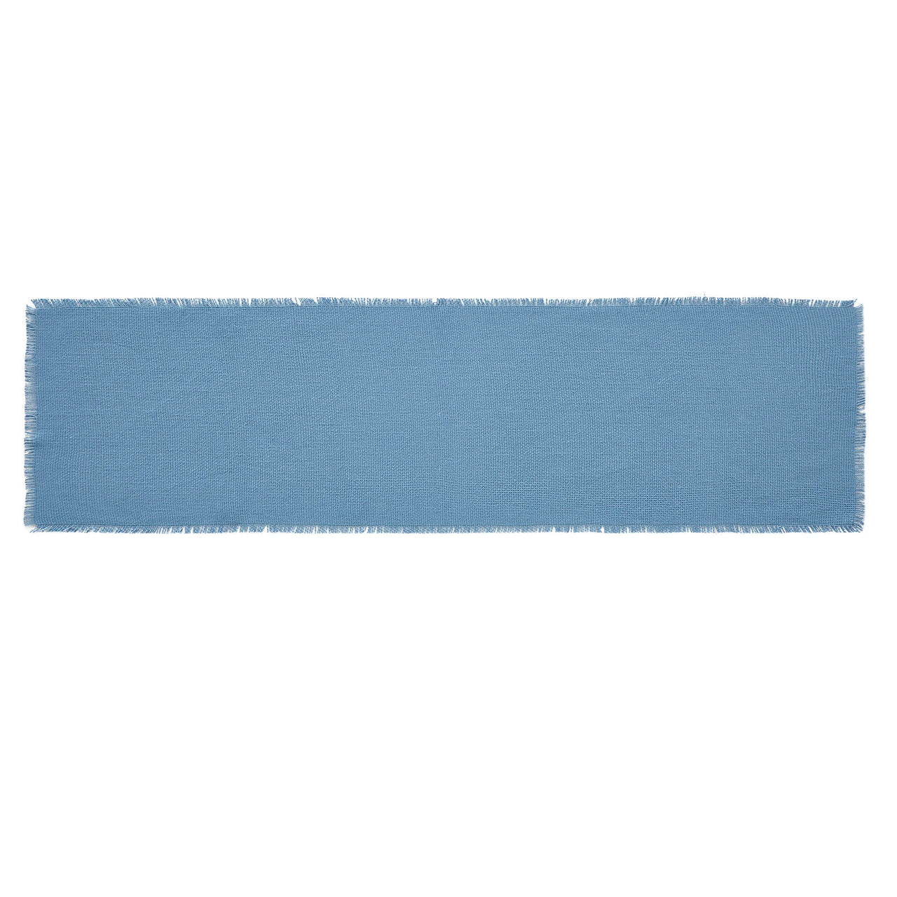 Burlap Blue Table Runner Fringed 12"x48" VHC Brands - The Fox Decor