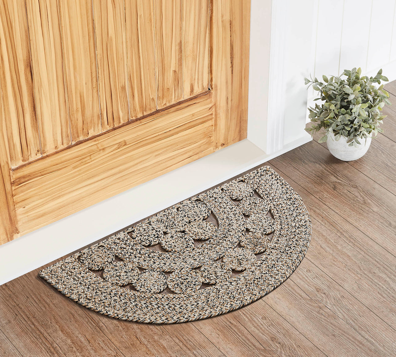 Celeste Blended Pebble Indoor/Outdoor Half Circle Braided Rug 19.5"x36" VHC Brands - The Fox Decor