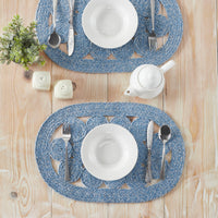 Thumbnail for Celeste Blended Blue Indoor/Outdoor Braided Placemat 13