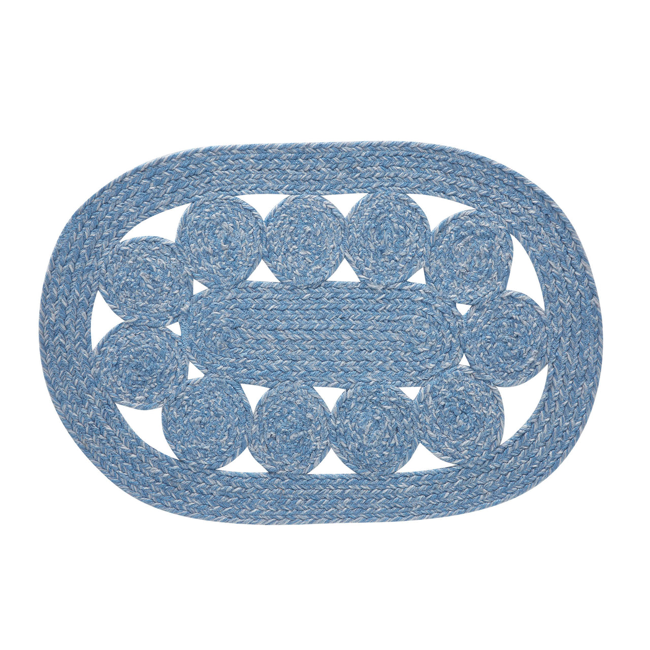 Celeste Blended Blue Indoor/Outdoor Braided Placemat 13"x19" VHC Brands - The Fox Decor