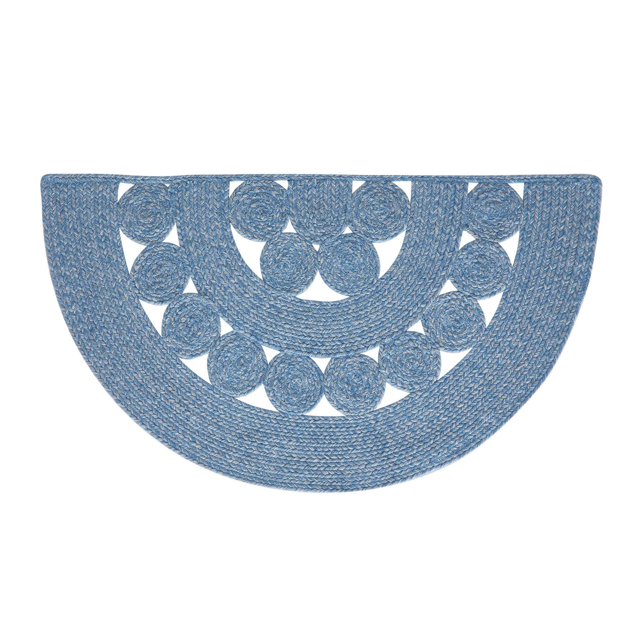 Celeste Blended Blue Indoor/Outdoor Half Circle Braided Rug 19.5"x36" VHC Brands