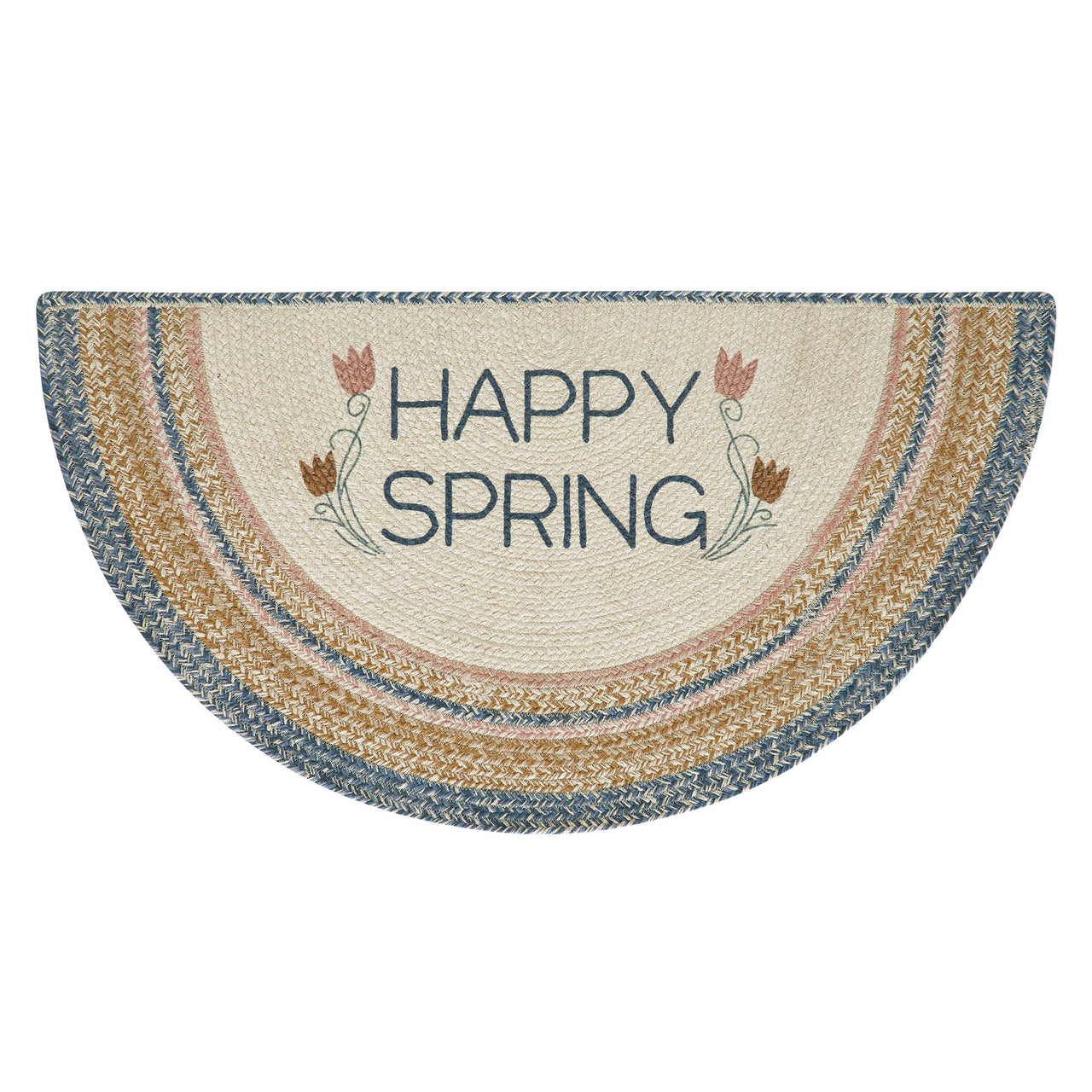 Kaila Happy Spring Jute Half Circle Braided Rug w/ Pad 19.5"x36" VHC Brands - The Fox Decor