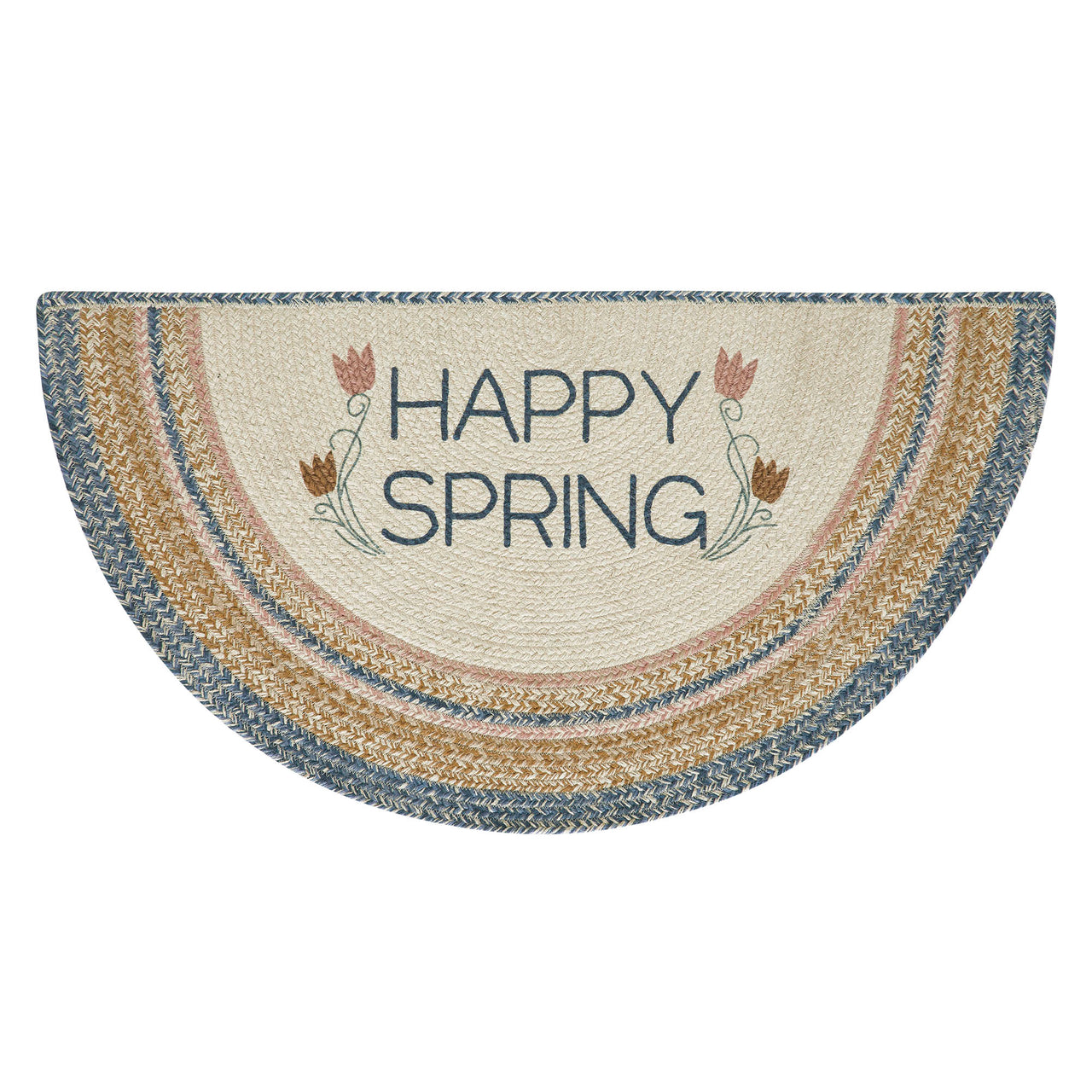 Kaila Happy Spring Jute Half Circle Braided Rug w/ Pad 19.5"x36" VHC Brands