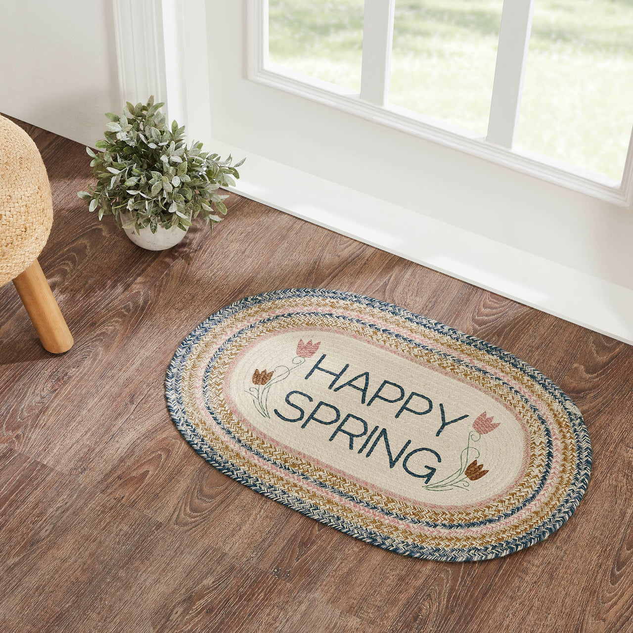 Kaila Happy Spring Jute Braided Rug Oval with Rug Pad 20"x30" VHC Brands