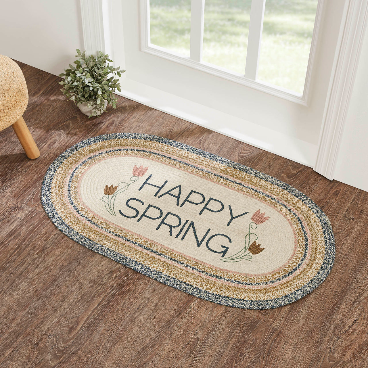 Kaila Happy Spring Jute Braided Rug Oval with Rug Pad 27"x48" VHC Brands