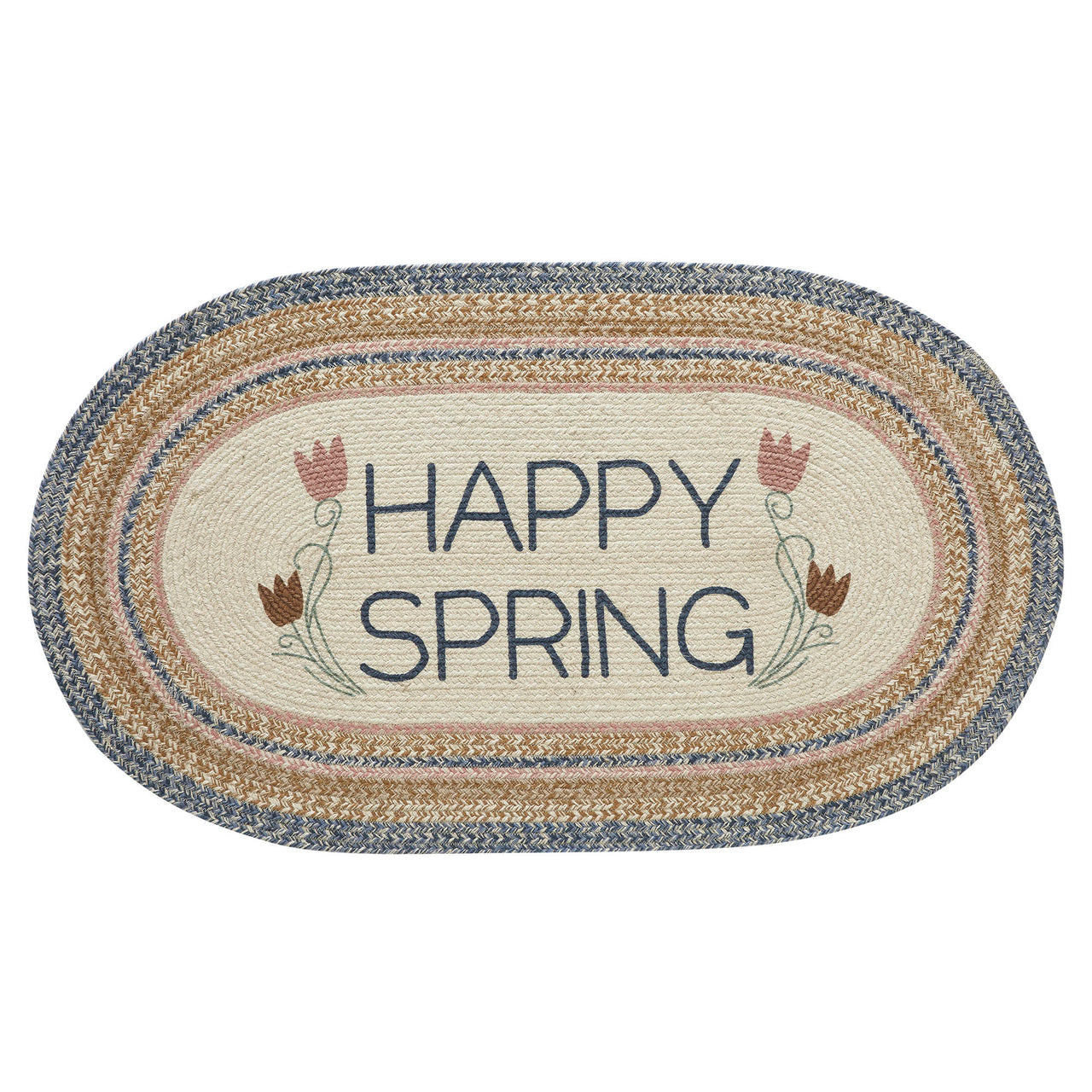 Kaila Happy Spring Jute Braided Rug Oval with Rug Pad 27"x48" VHC Brands