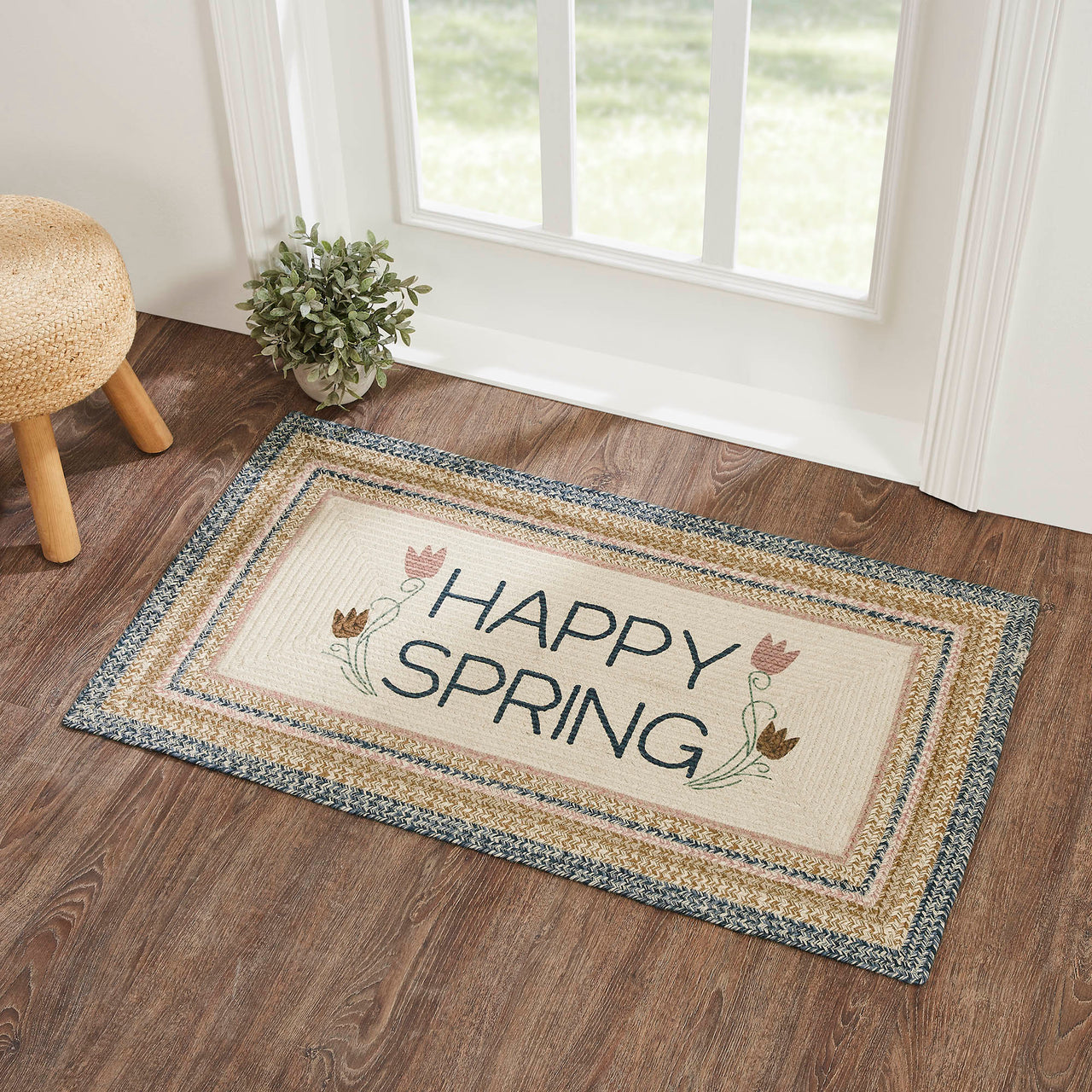 Kaila Happy Spring Jute Braided Rug Rect. with Rug Pad 27"x48" VHC Brands