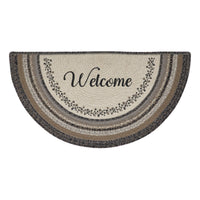 Thumbnail for Floral Vine Jute Half Circle Welcome Braided Rug w/ Pad 19.5