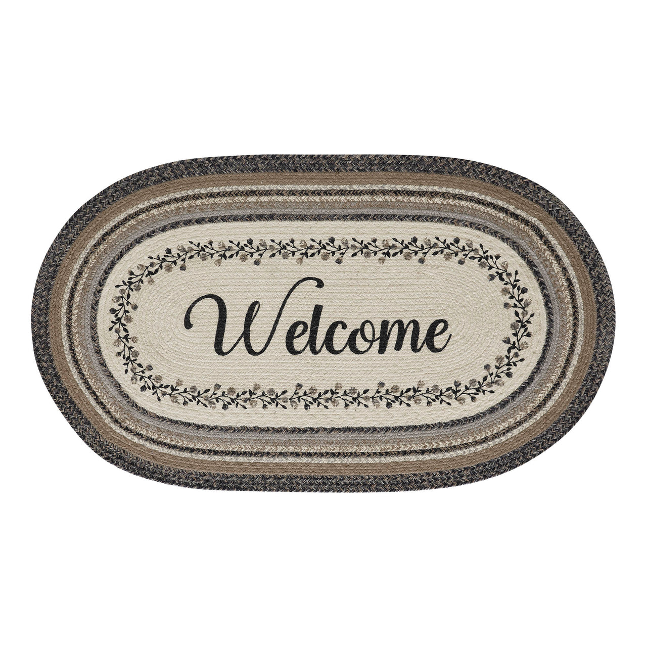 Floral Vine Jute Braided Rug Oval with Rug Pad 27"x48" VHC Brands - The Fox Decor