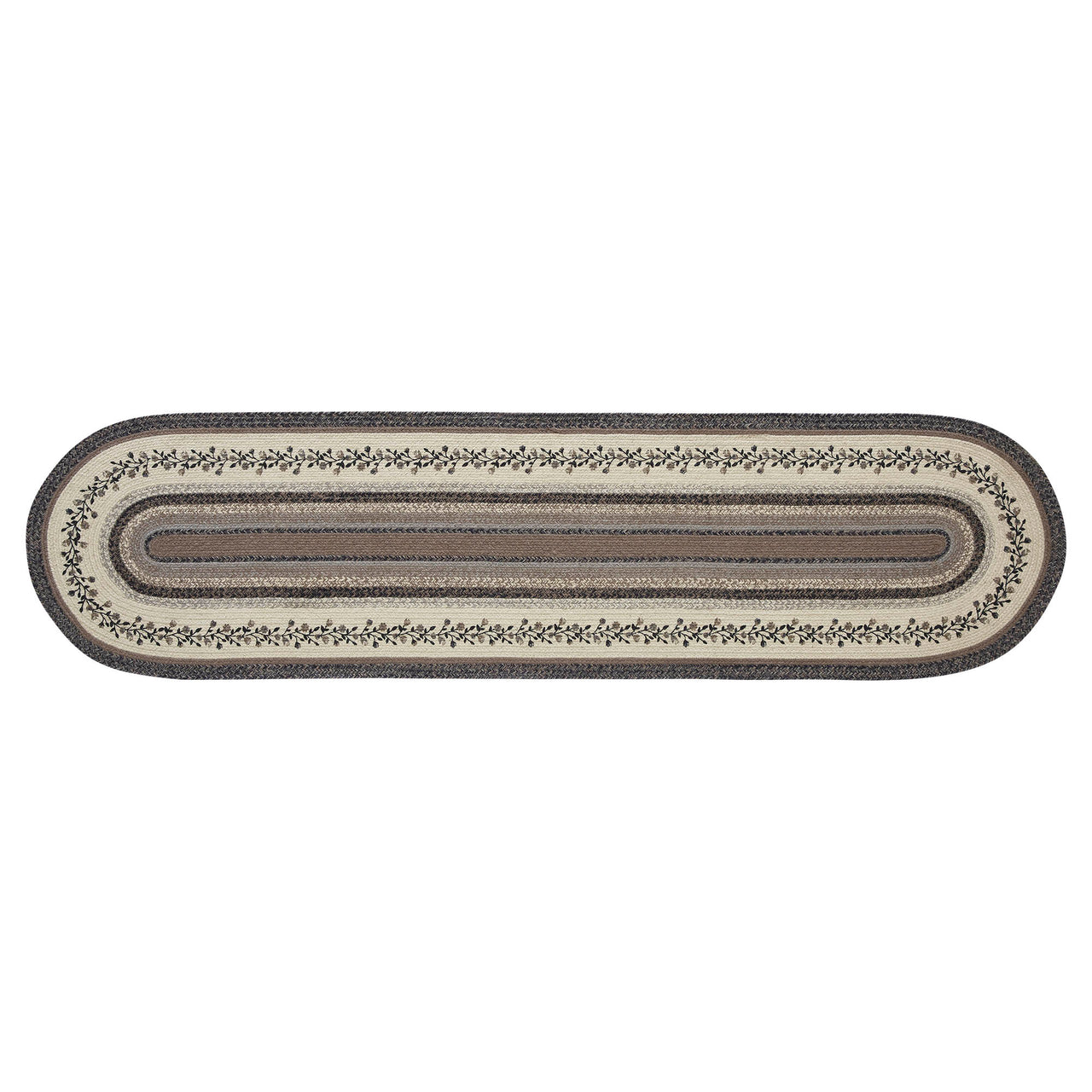 Floral Vine Jute Oval Braided Runner Rug with Rug Pad 24"x96"(2'x8') VHC Brands - The Fox Decor