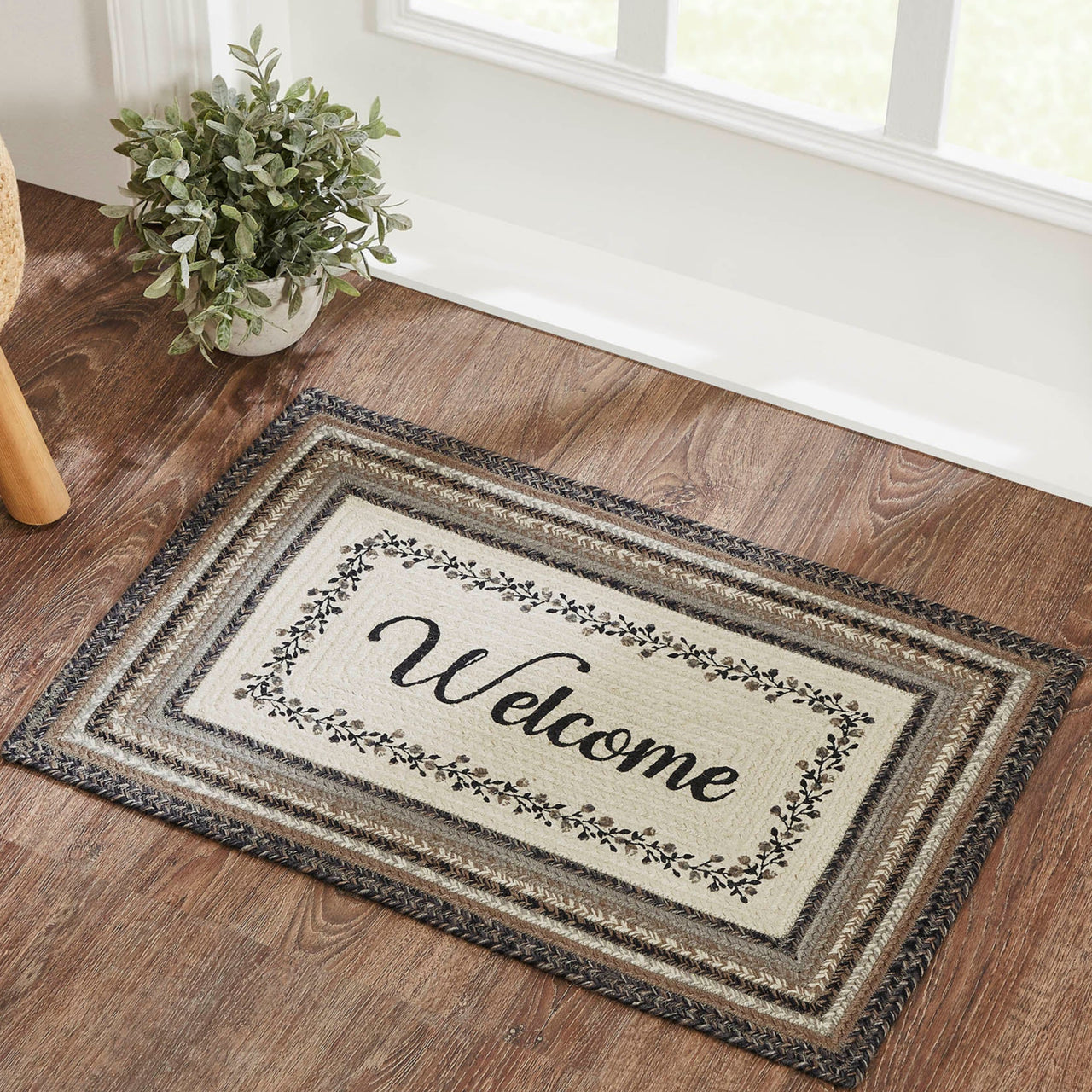 Floral Vine Jute Braided Rug Rect 20"x30" VHC Brands - The Fox Decor