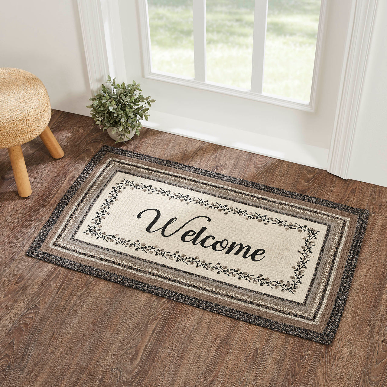 Floral Vine Jute Braided Rug Rect. with Rug Pad 27"x48" VHC Brands - The Fox Decor