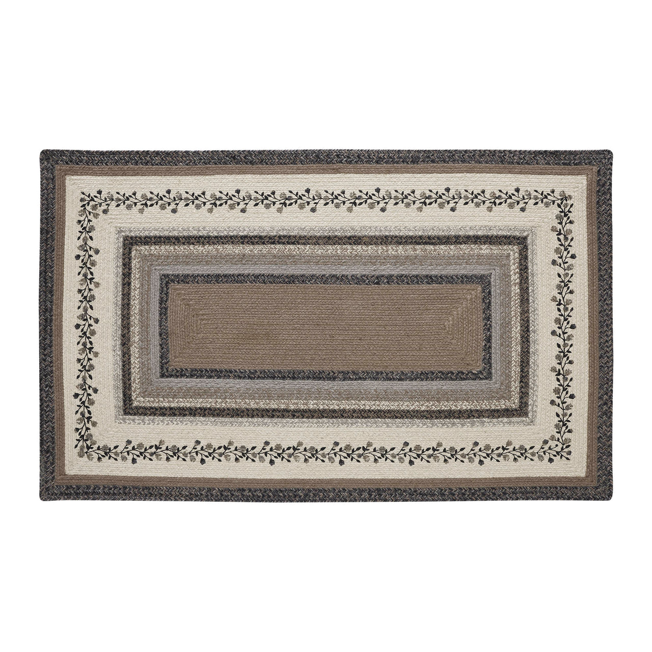 Floral Vine Jute Rectangle Braided Rug 3'x5' (36"x60") VHC Brands