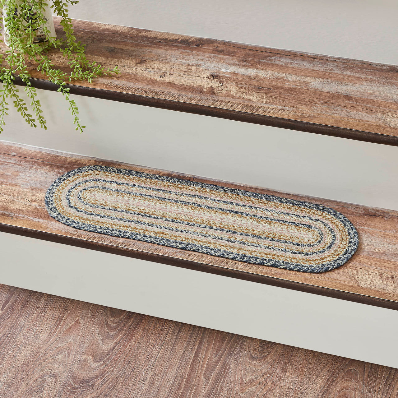 Kaila Jute Braided Stair Tread Oval Latex 8.5"x27" VHC Brands - The Fox Decor