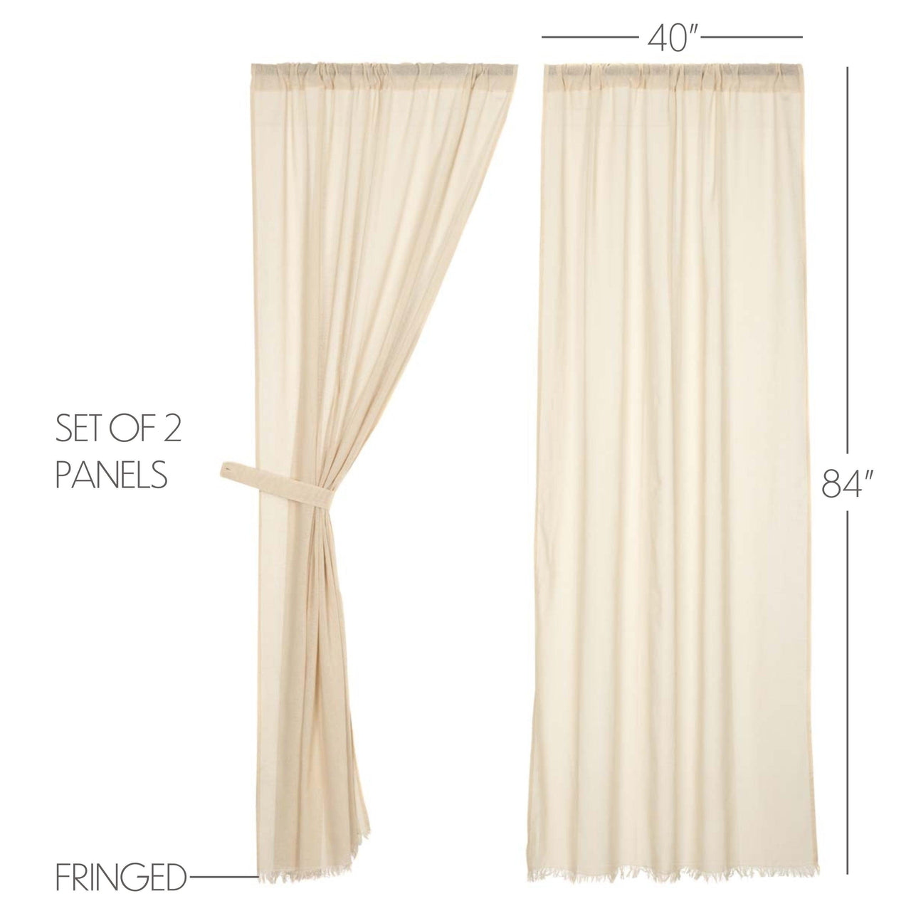 Tobacco Cloth Natural Panel Curtain Fringed Set of 2 84x40 VHC Brands