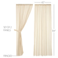 Thumbnail for Tobacco Cloth Natural Panel Curtain Fringed Set of 2 84x40 VHC Brands