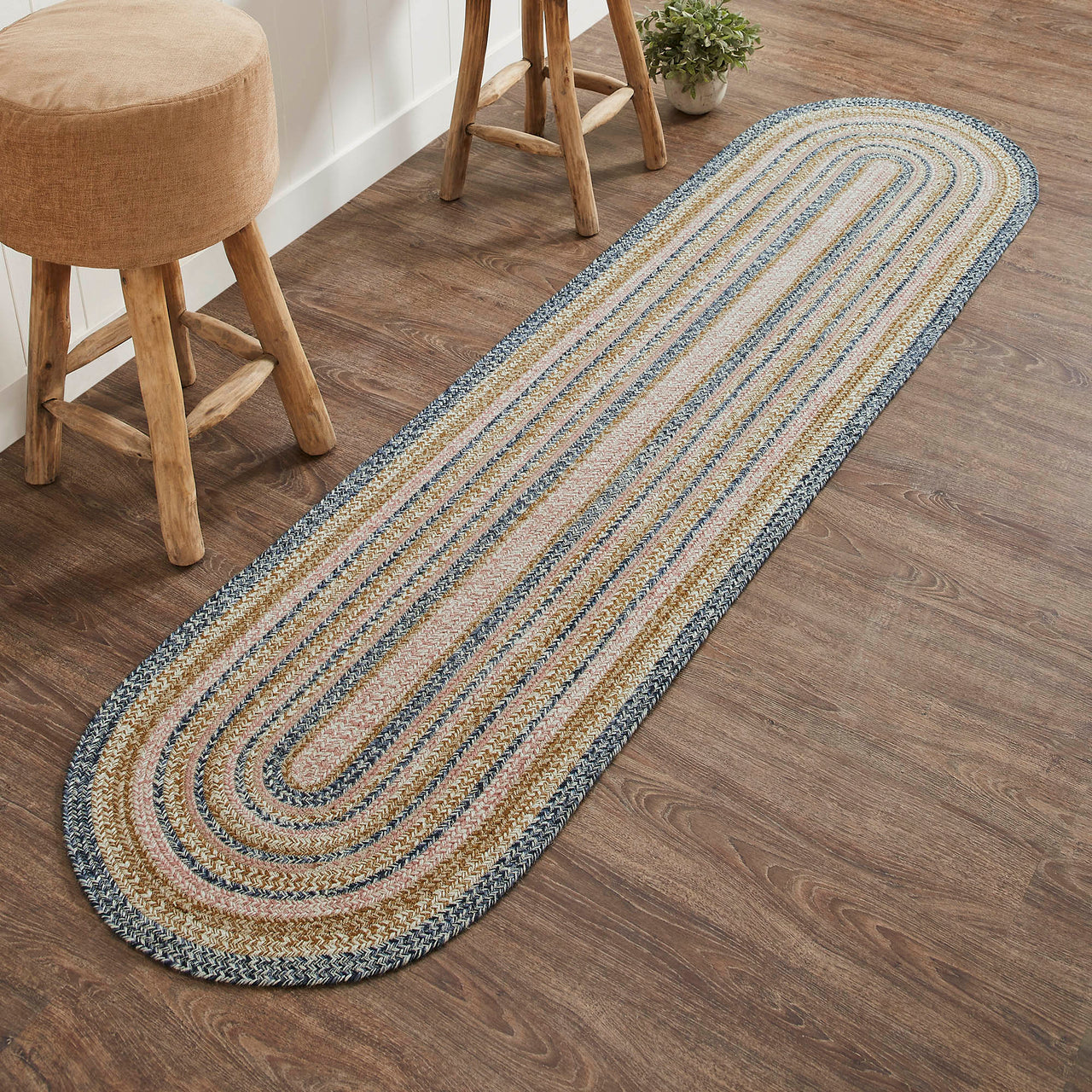 Kaila Jute Braided Runner Rug Oval with Rug Pad 24"x96" (2'x8') VHC Brands
