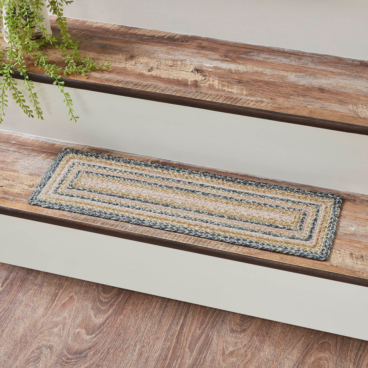 Kaila Jute Braided Stair Tread Rect. Latex 8.5"x27" VHC Brands - The Fox Decor