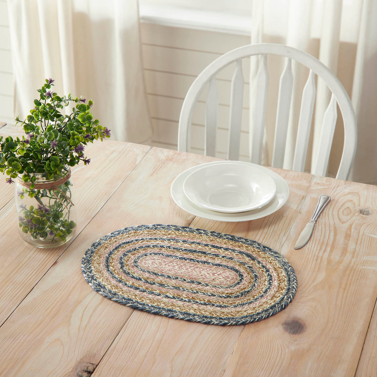 Kaila Jute Braided Oval Placemat 10"x15" VHC Brands - The Fox Decor