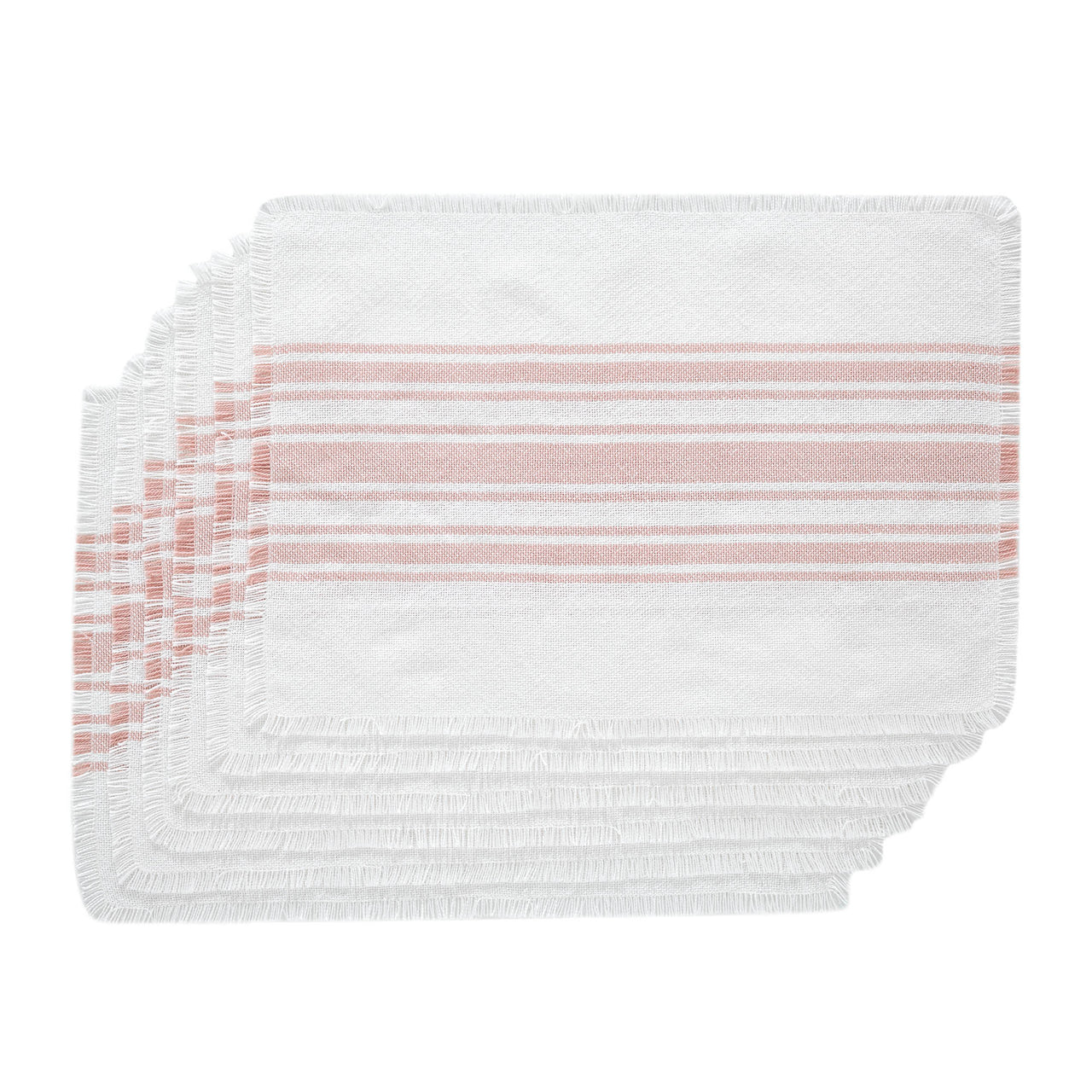 Antique White Stripe Coral Indoor/Outdoor Placemat Set of 6 13x19 VHC Brands