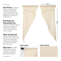 Thumbnail for Tobacco Cloth Natural Prairie Short Panel Curtain Fringed Set of 2 63x36x18 VHC Brands - The Fox Decor