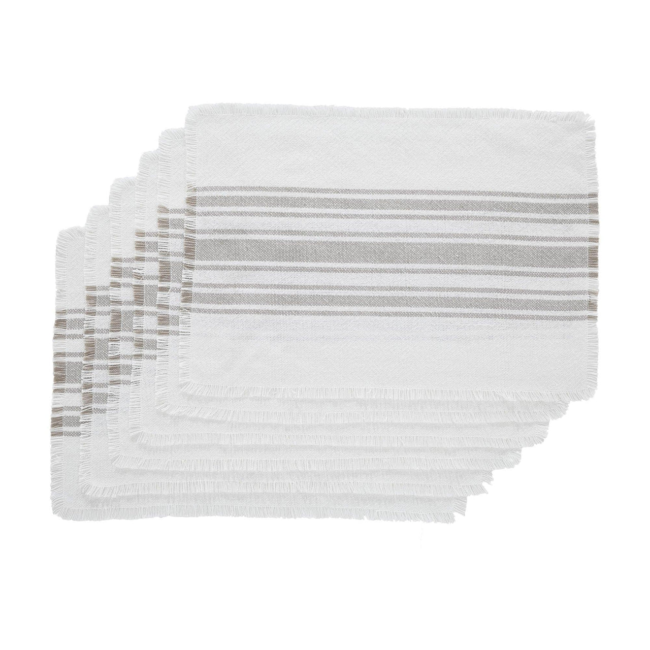 Antique White Stripe Dove Grey Indoor/Outdoor Placemat Set of 6 13x19 VHC Brands - The Fox Decor