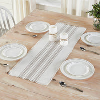 Antique White Stripe Dove Grey Indoor/Outdoor Table Runner 12x36 VHC Brands VHC Brands - The Fox Decor