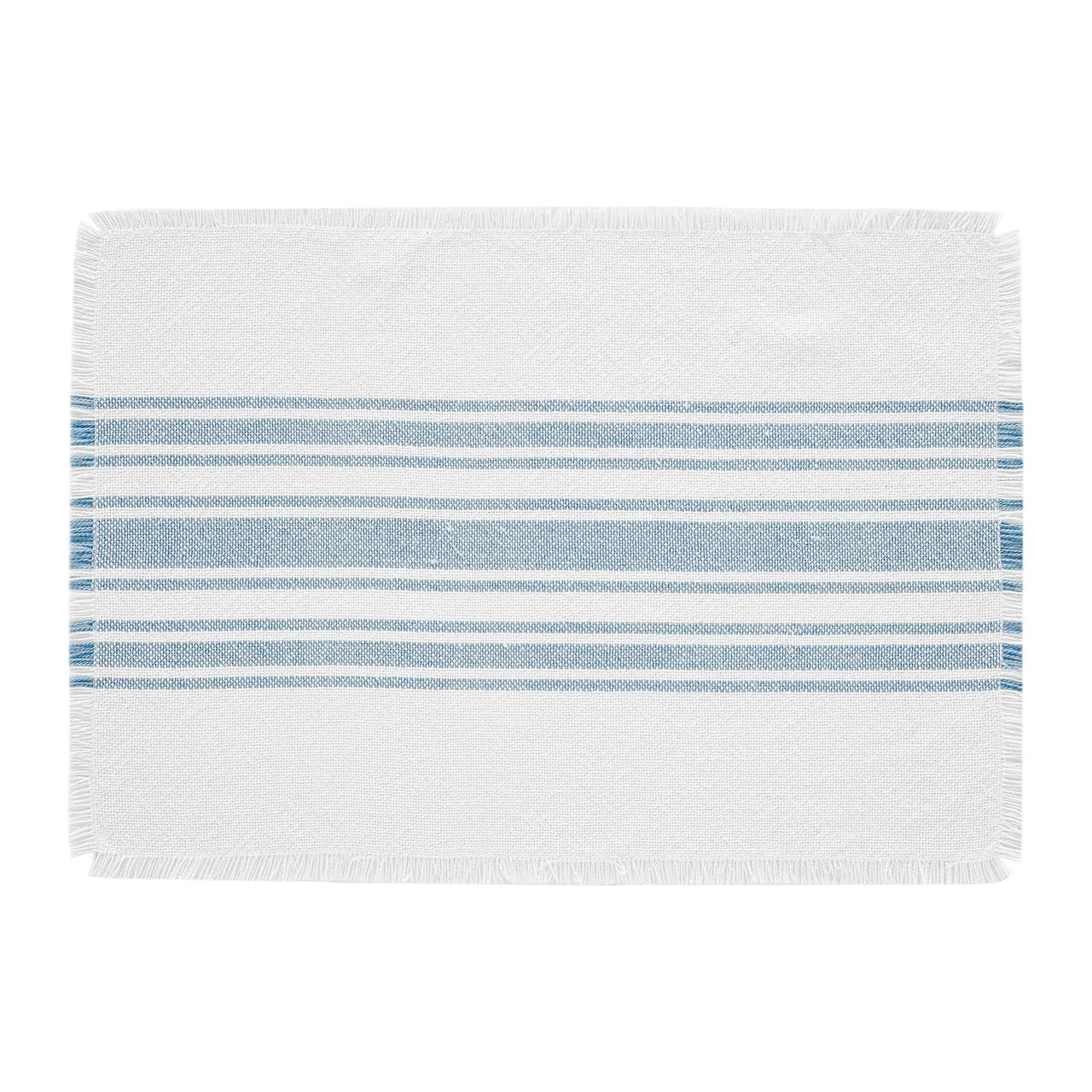 Antique White Stripe Blue Indoor/Outdoor Placemat Set of 6 13x19 VHC Brands - The Fox Decor