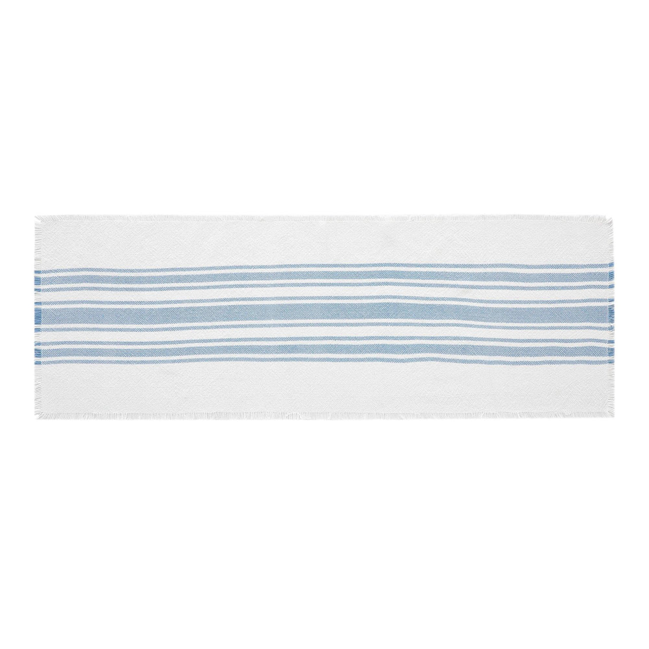 Antique White Stripe Blue Indoor/Outdoor Table Runner 12x36 VHC Brands VHC Brands - The Fox Decor