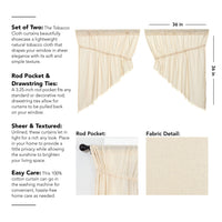 Thumbnail for Tobacco Cloth Natural Prairie Swag Curtain Fringed Set of 2 36x36x18 VHC Brands - The Fox Decor