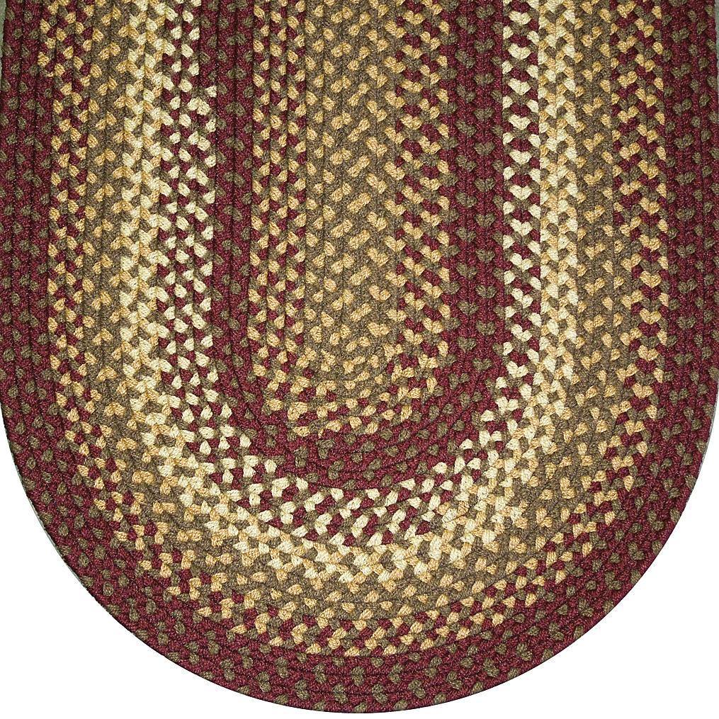 836 Burgundy Basket Weave Braided Rugs Oval/Round - The Fox Decor
