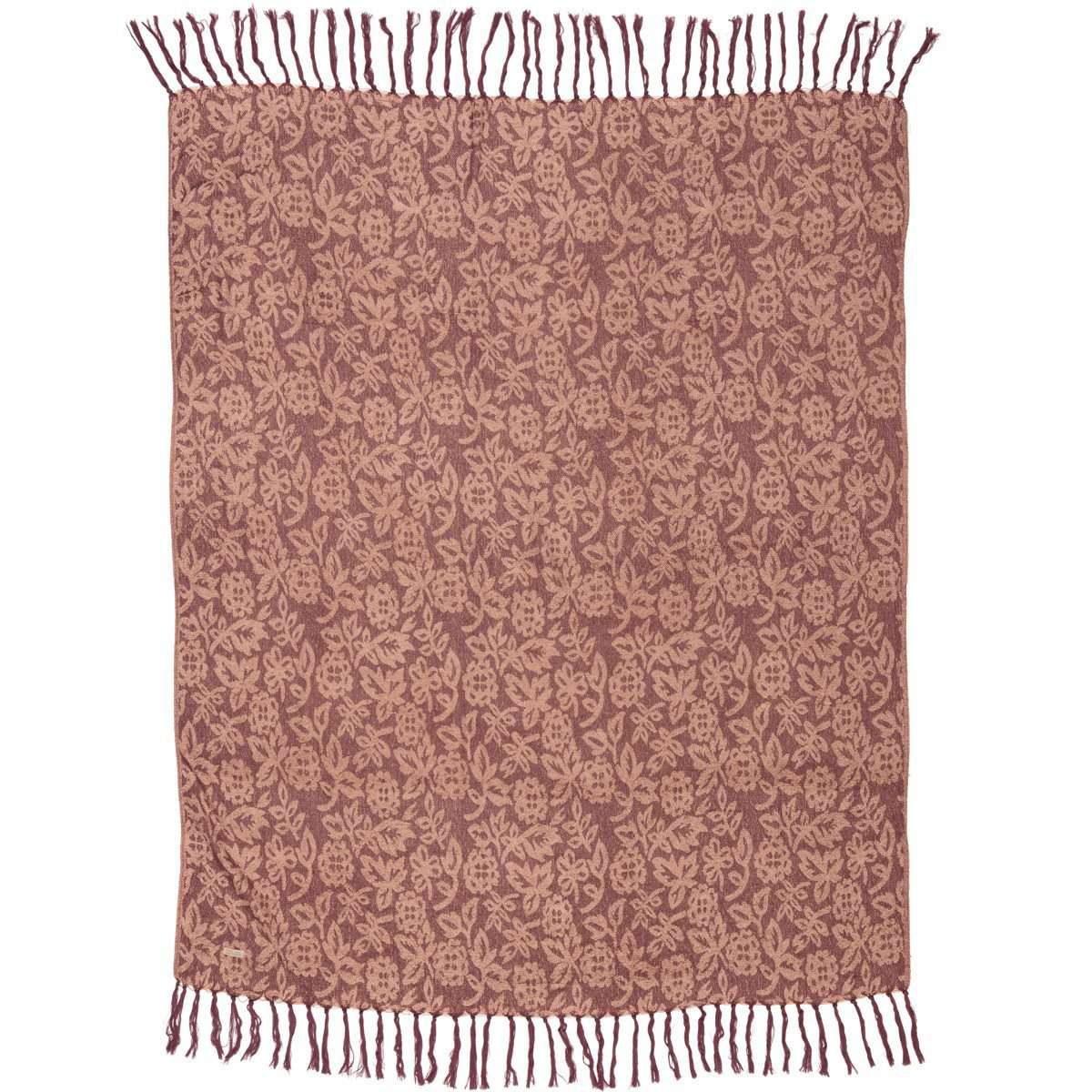 Berkeley Chenille Jacquard Woven Throw 60" x 50" Berry Red, Dusty Pink VHC Brands - The Fox Decor