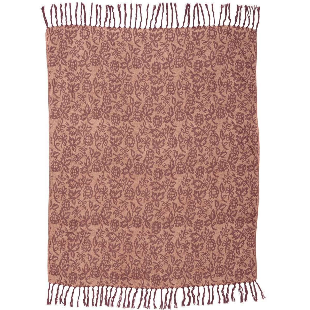 Berkeley Chenille Jacquard Woven Throw 60" x 50" Berry Red, Dusty Pink VHC Brands - The Fox Decor