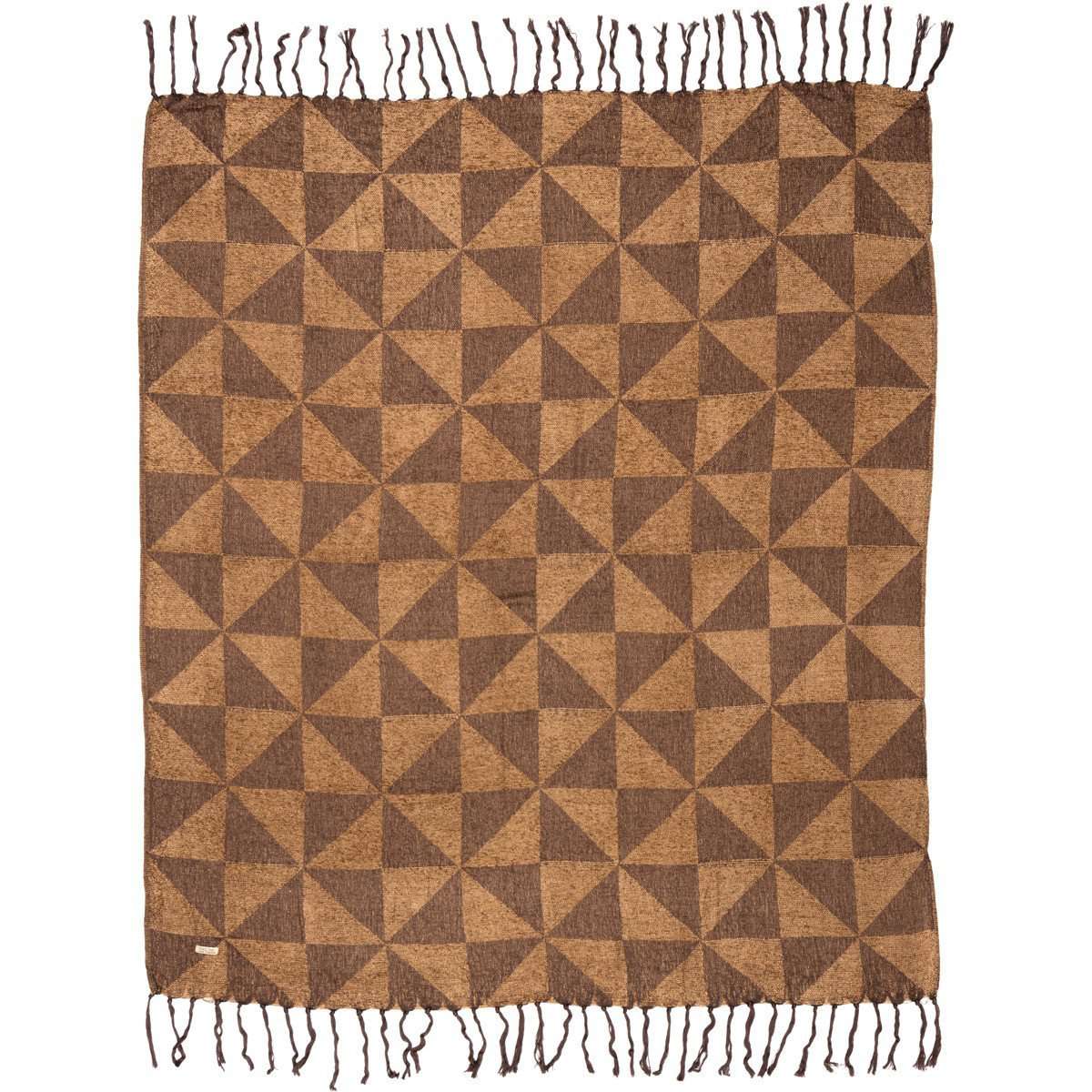 Kendrick Chenille Jacquard Woven Throw 60" x 50" Brown, Dark Tan VHC Brands - The Fox Decor