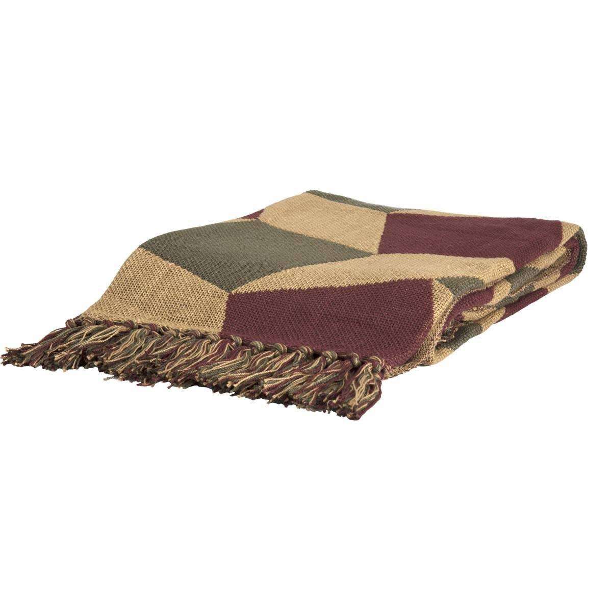 Napa Valley Jacquard Woven Throw 60" x 50" Natural, Burgundy, Evergreen VHC Brands - The Fox Decor