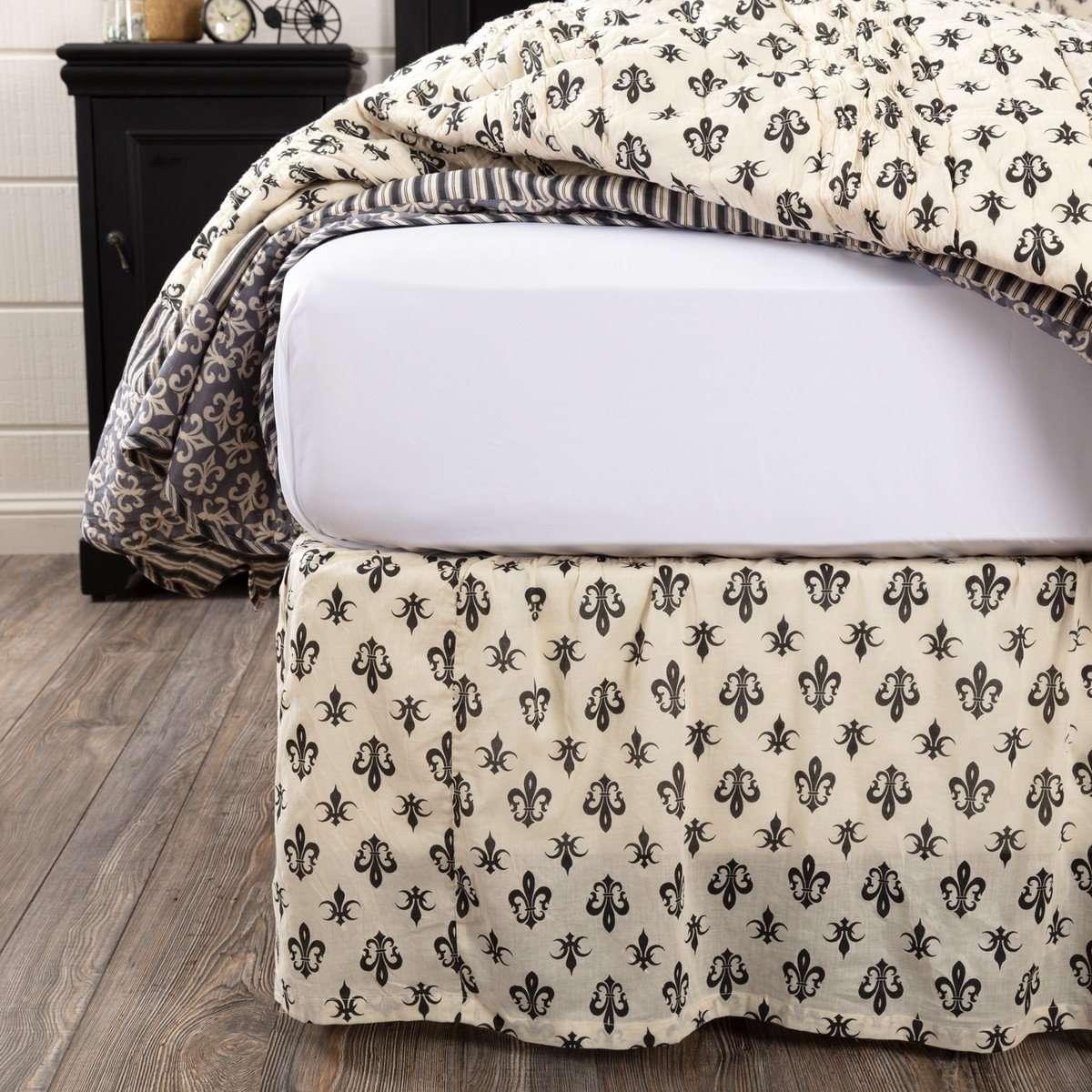 Elysee King Bed Skirt 78x80x16 Creme, Raven VHC Brands - The Fox Decor