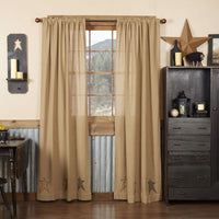 Thumbnail for Stratton Burlap Applique Star Panel Country Curtain Set of 2 84