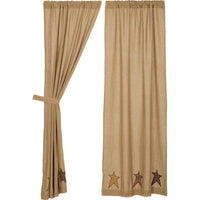 Thumbnail for Stratton Burlap Applique Star Panel Country Curtain Set of 2 84