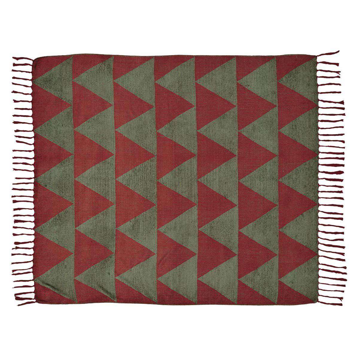 Nicholas Chenille Jacquard Woven Throw 60" x 50" Crimson, Grey VHC Brands - The Fox Decor
