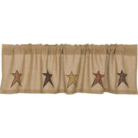 Thumbnail for Stratton Burlap Applique Star Valance Curtain - The Fox Decor