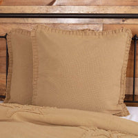 Thumbnail for Burlap Natural Fabric Euro Sham w/ Fringed Ruffle 26x26 VHC Brands - The Fox Decor