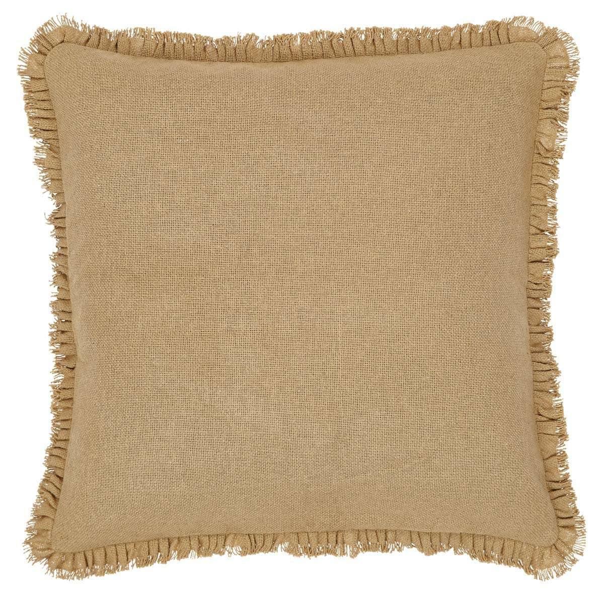 Burlap Natural Fabric Euro Sham w/ Fringed Ruffle 26x26 VHC Brands - The Fox Decor