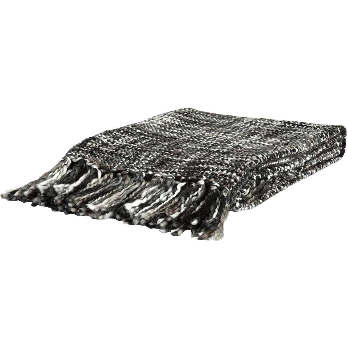 Peppermill Acrylic Woven Throw 60" x 50" Black, Grey VHC Brands - The Fox Decor