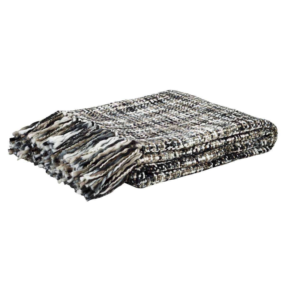 Peppermill Acrylic Woven Throw 60" x 50" Black, Grey VHC Brands - The Fox Decor