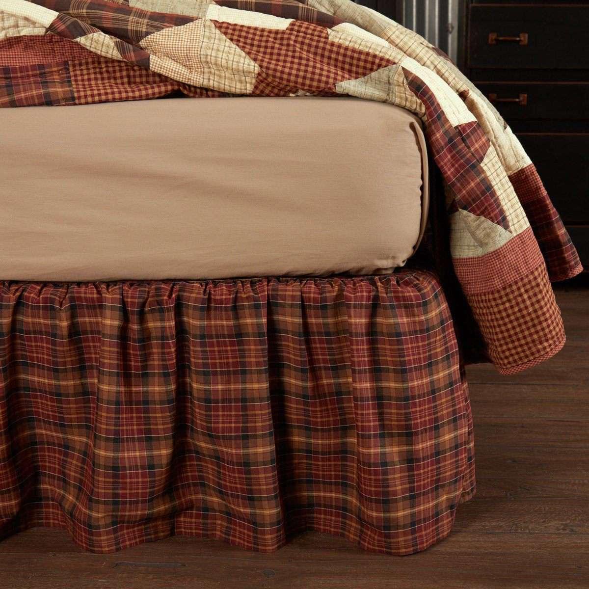 Abilene Star Bed Skirts Burgundy, Tan, Dark Brown VHC Brands - The Fox Decor