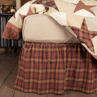 Abilene Star Bed Skirts Burgundy, Tan, Dark Brown VHC Brands - The Fox Decor