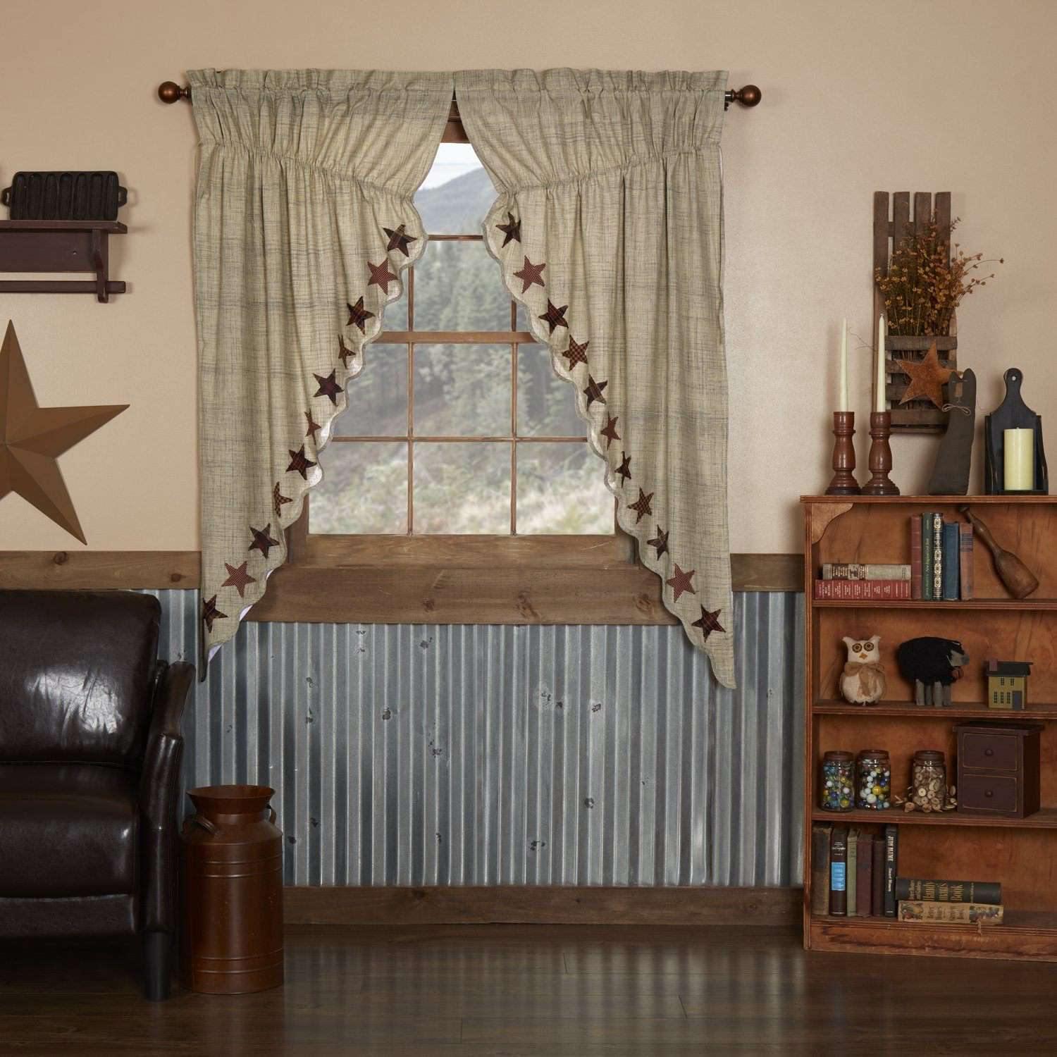 Abilene Star Prairie Short Panel Curtain Set of 2 63x36x18 - The Fox Decor