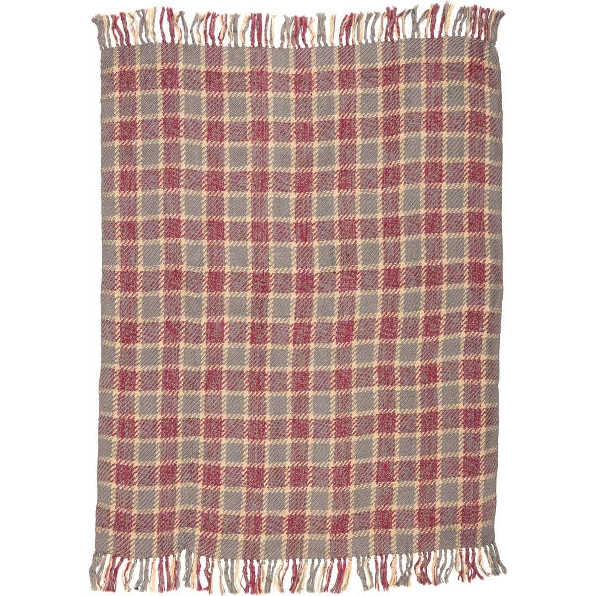 Devon Acrylic Woven Throw 70" x 55" Grey, Burgundy VHC Brands - The Fox Decor