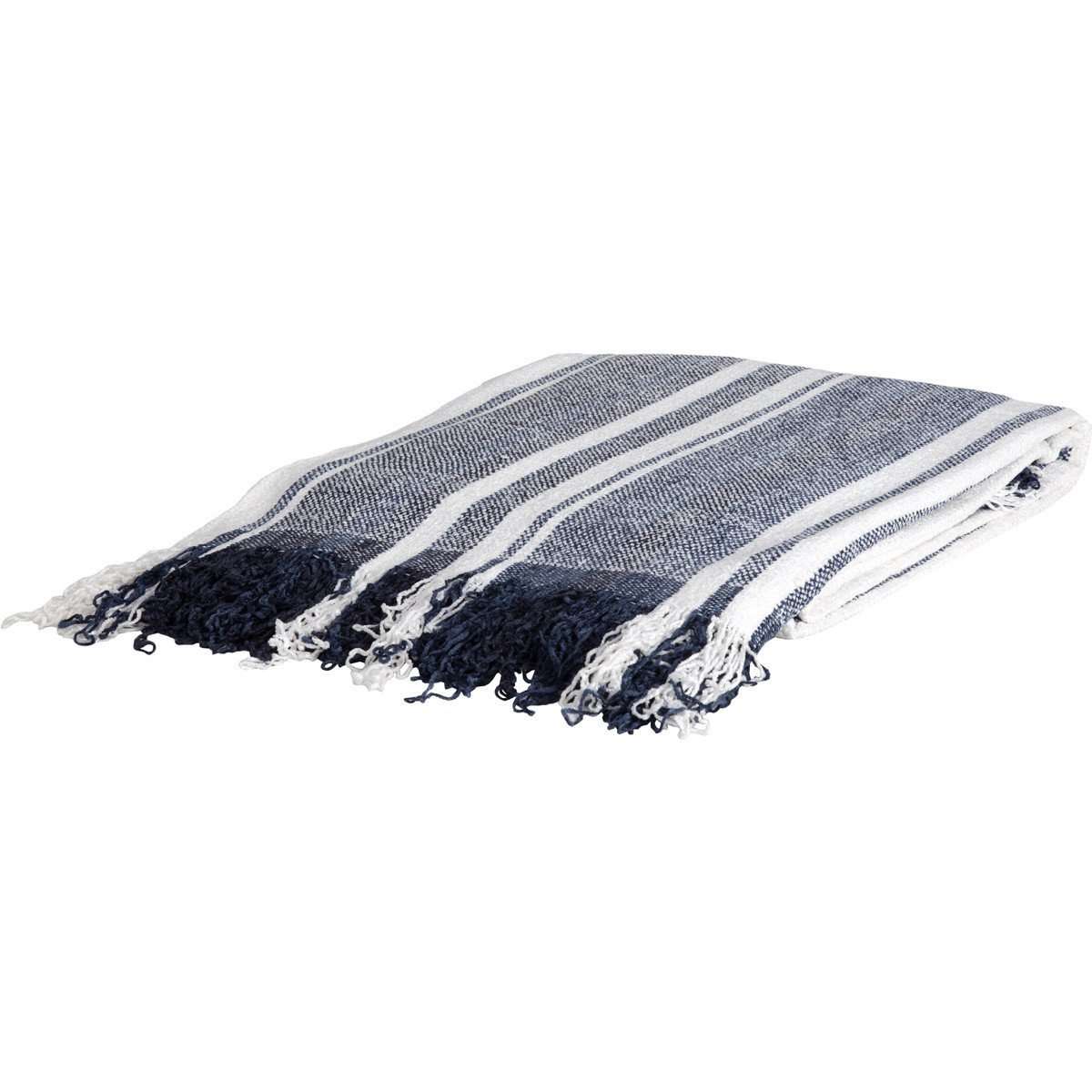 Huron Chambray Stripe Chenille Throw 70" x 55" VHC Brands - The Fox Decor